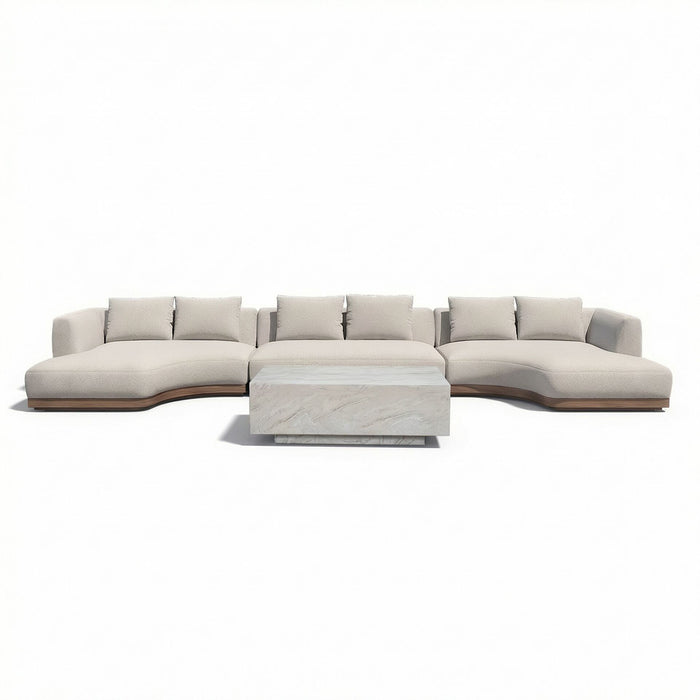 Outdoor Fabric Lyon Small U Shape Sofa Set - Pebble
