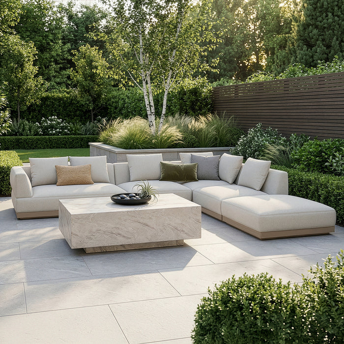 Outdoor Fabric Lyon Large Corner Sofa Set - Pebble