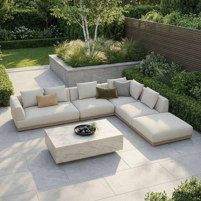 Outdoor Fabric Lyon Large Corner Sofa Set - Pebble