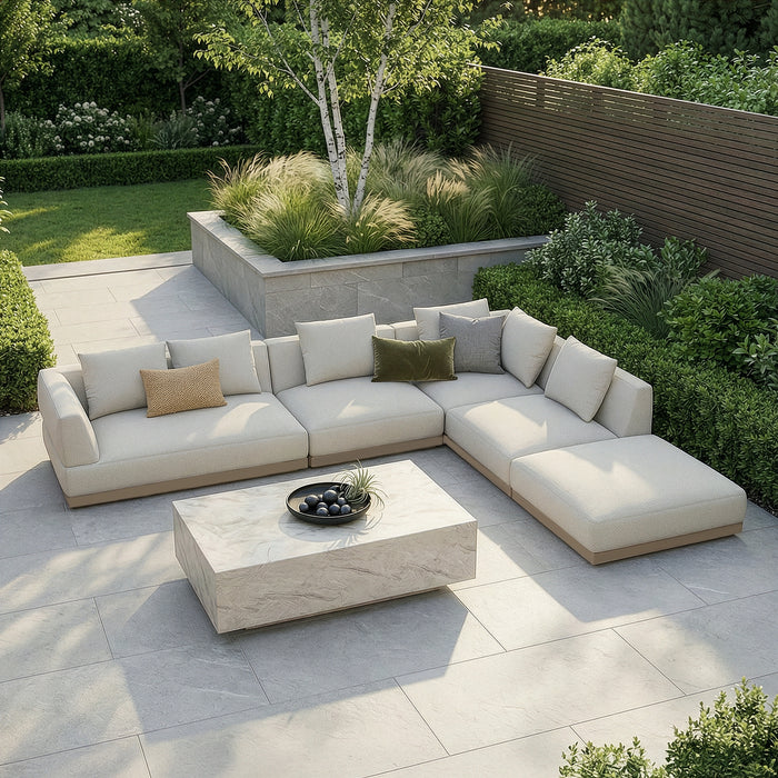 Outdoor Fabric Lyon Large Corner Sofa Set - Pebble