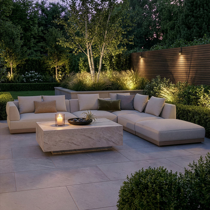 Outdoor Fabric Lyon Large Corner Sofa Set - Pebble
