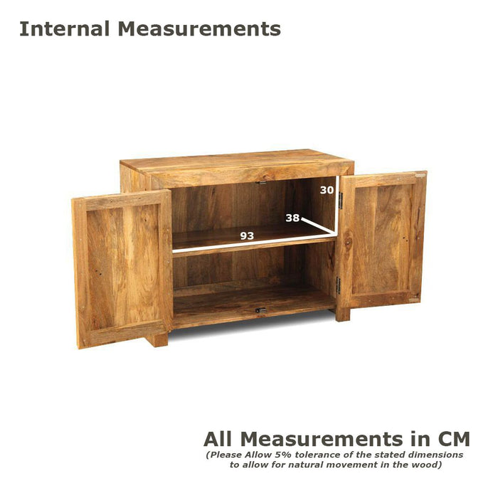 Oak Stain Dakota Mango Wood 96cm 2 Door Sideboard - In Stock