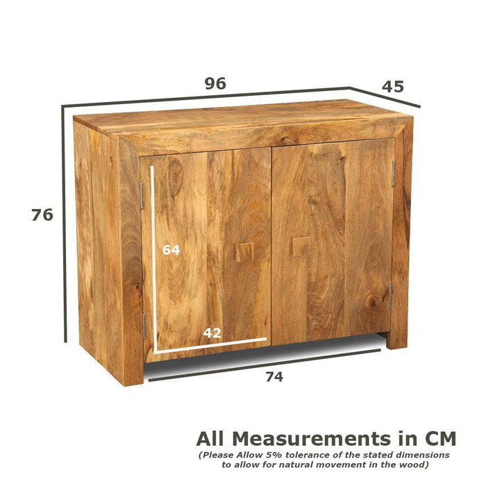 Oak Stain Dakota Mango Wood 96cm 2 Door Sideboard - In Stock