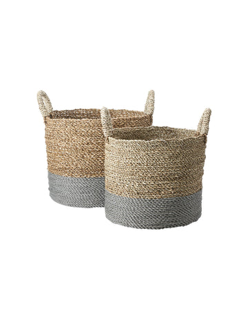 Banana Leaf Two Tone Natural and Grey Baskets