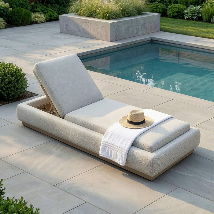 Outdoor Fabric Lyon Sunlounger - Pebble