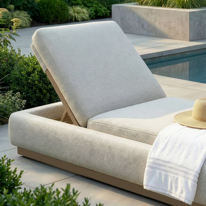 Outdoor Fabric Lyon Sunlounger - Pebble