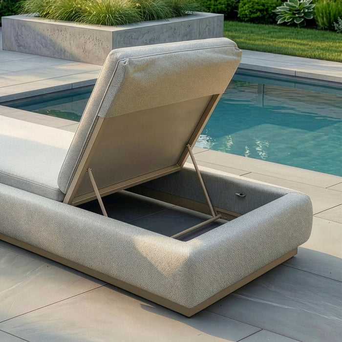 Outdoor Fabric Lyon Sunlounger - Pebble