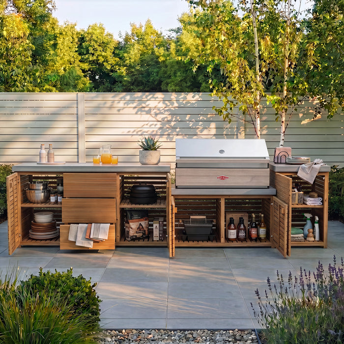 Bali Outdoor Kitchen Storage Units with Beefeater 1500 Series BBQ - Large Configuration