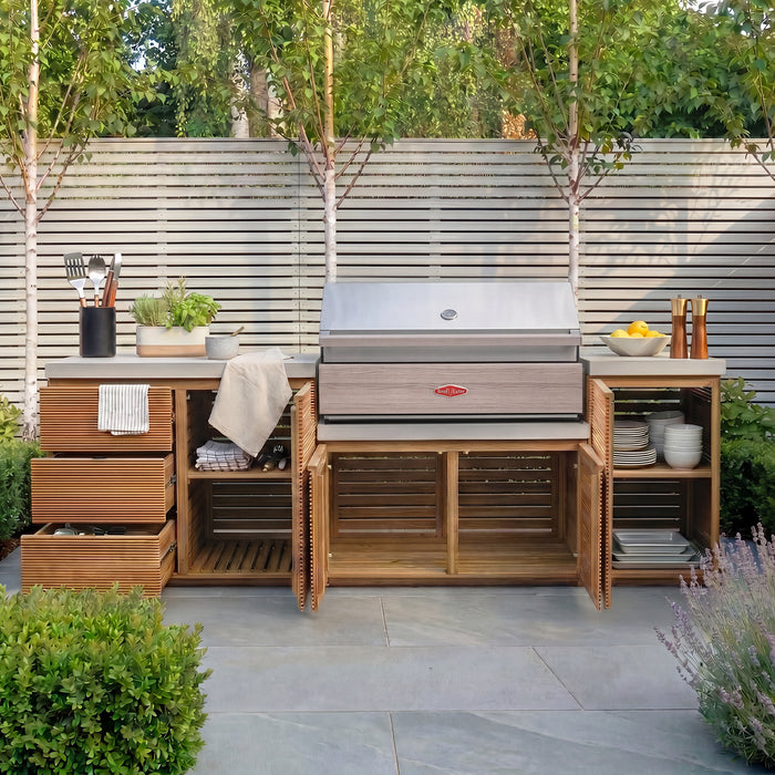 Bali Outdoor Kitchen Storage Units with Beefeater 1500 Series BBQ - Medium Configuration