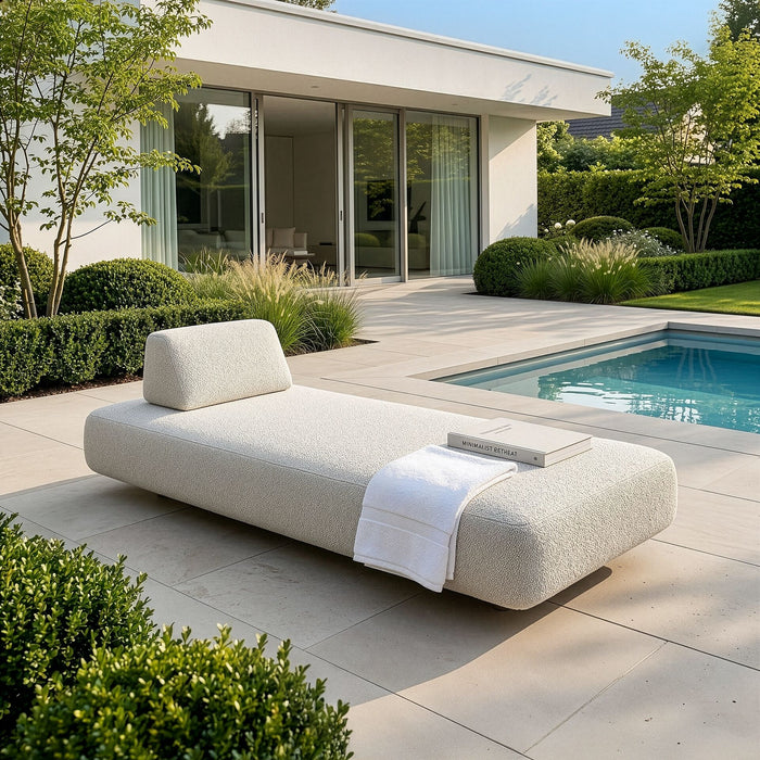 Outdoor Fabric Cannes Sunlounger - Pebble