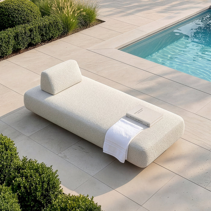Outdoor Fabric Cannes Sunlounger - Pebble