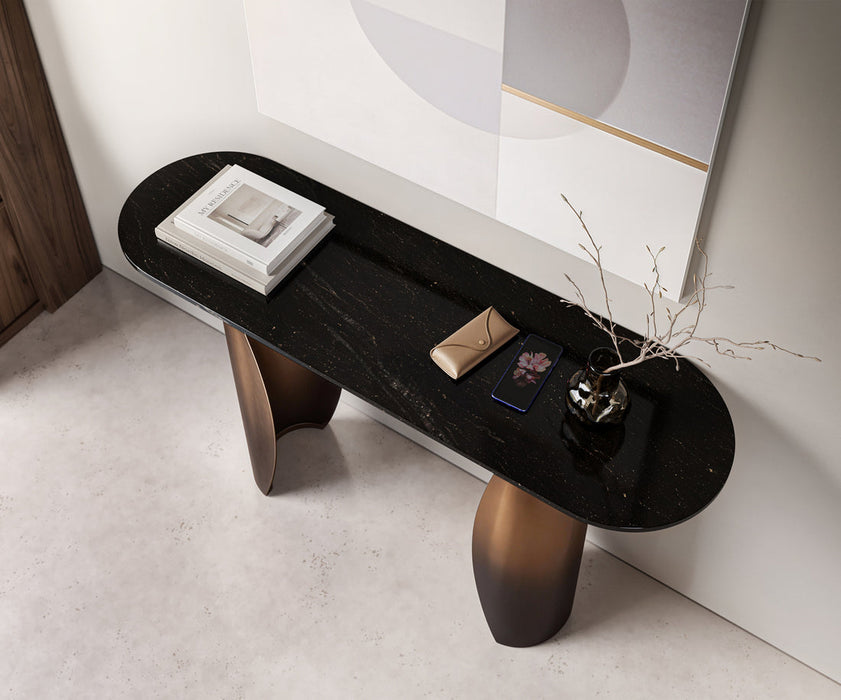 Console Table Solena 135x40cm Marble Black Metal Gold