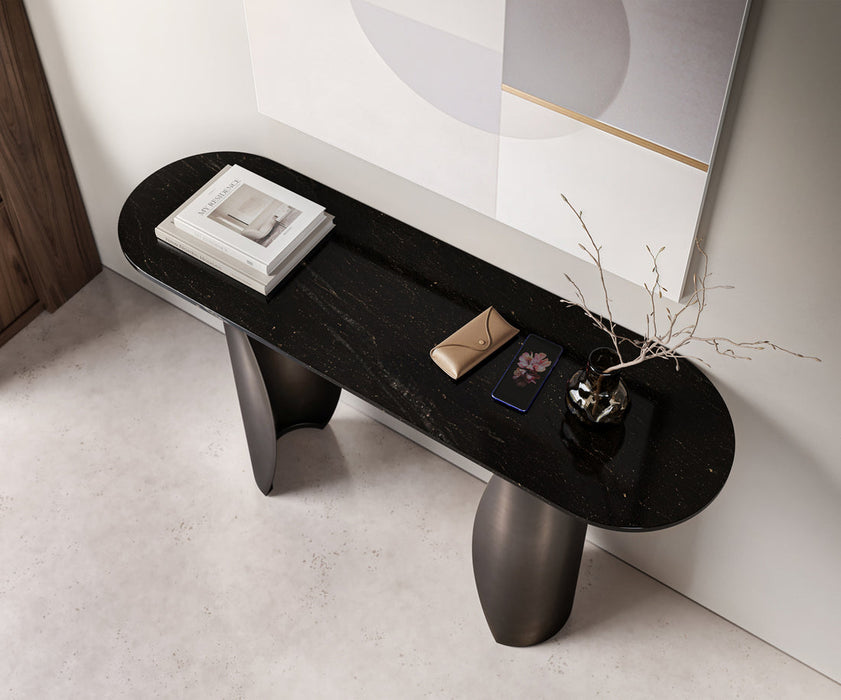 Console Table Solena 135x40cm Marble Black Metal Black