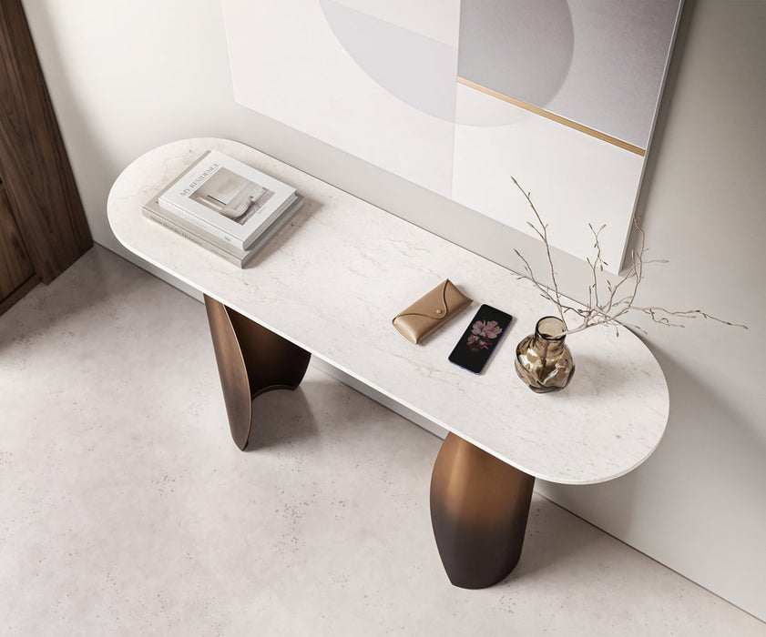 Console Table Solena 135x40cm Marble White Metal Gold