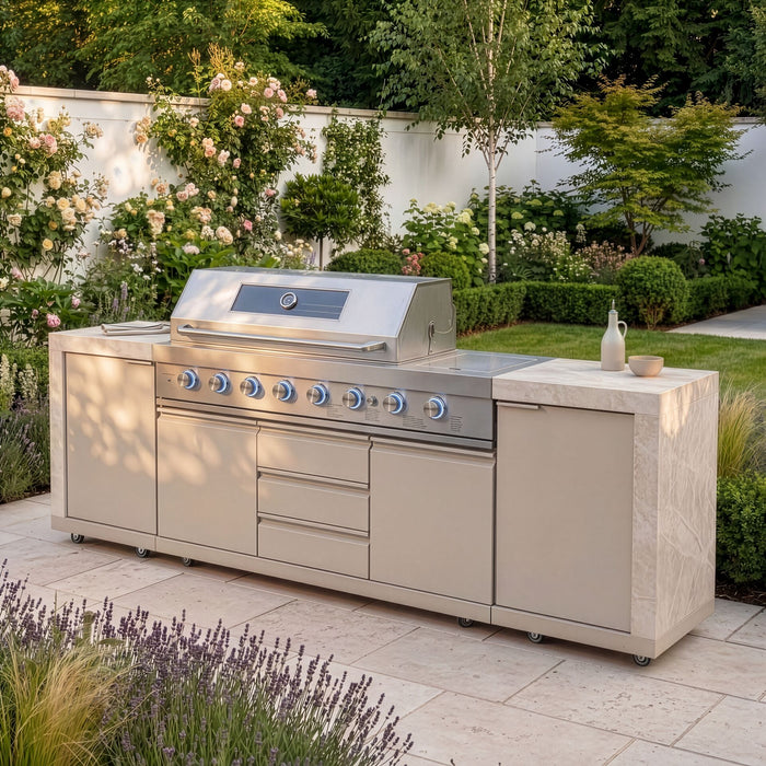 Ember Linear Outdoor Kitchen with 6 Burner Gas Grill