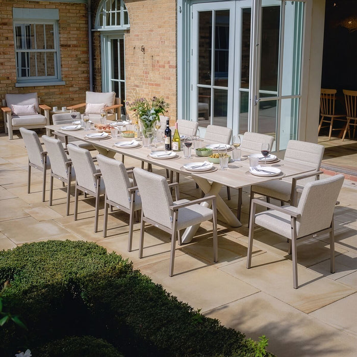 Outdoor Fabric Ibiza 8-12 Seat Maxim Extending Dining Set - Latte