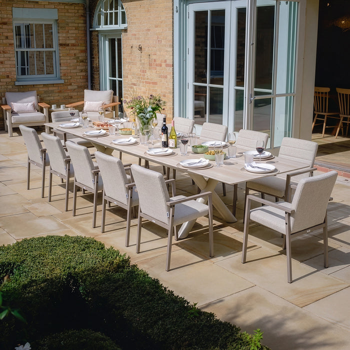 Outdoor Fabric Ibiza 8-12 Seat Maxim Extending Dining Set - Latte