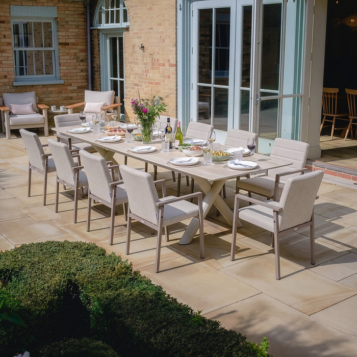 Outdoor Fabric Ibiza 8-12 Seat Maxim Extending Dining Set - Latte