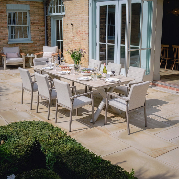 Outdoor Fabric Ibiza 8-12 Seat Maxim Extending Dining Set - Latte