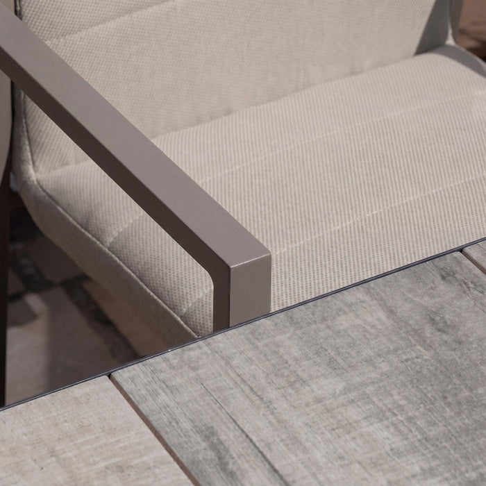 Vienna 6 - 10 Seat Extending Rectangular Dining Table with Charcoal Frame and 10 Ibiza Latte Outdoor Fabric Dining Chairs