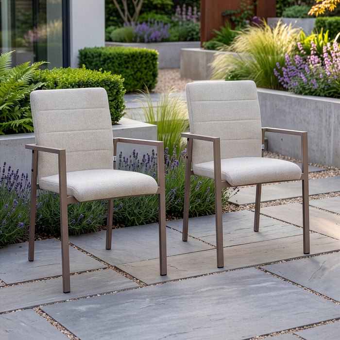 Vienna 6 - 10 Seat Extending Rectangular Dining Table with Charcoal Frame and 10 Ibiza Latte Outdoor Fabric Dining Chairs