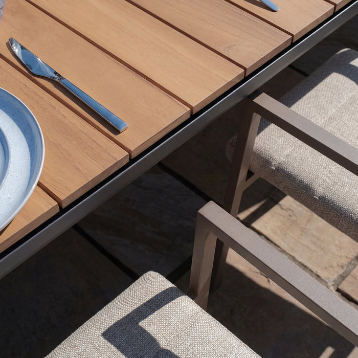 Jakarta Teak Extending 6 - 10 Seat Rectangular Dining Table with 10 Ibiza Latte Dining Chairs