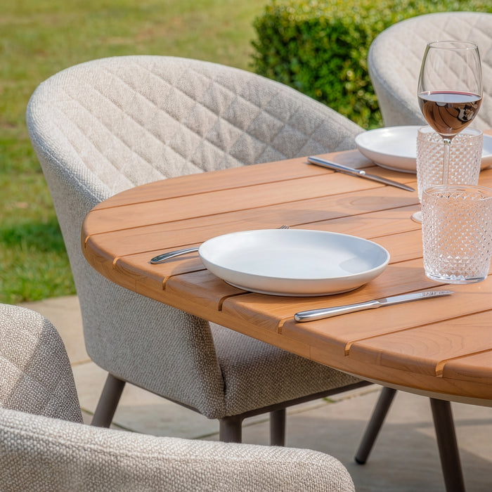 Sicily Teak 8 Seat Rectangular Dining Set with Ambition Dining Chairs - Latte