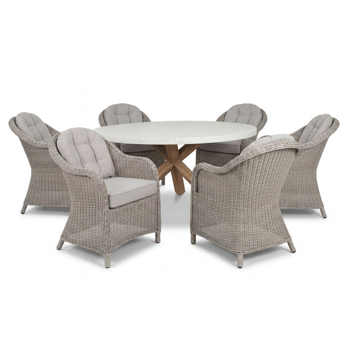 Antigua 6 Seat Round Dining Set with Oxford Heritage Rattan Dining Chairs