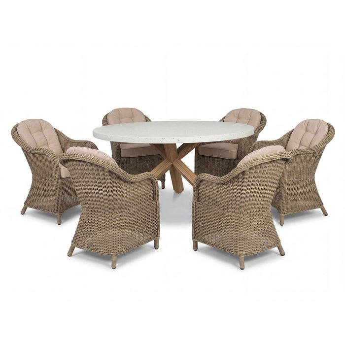 Antigua 6 Seat Round Dining Set with Winchester Heritage Rattan Dining Chairs