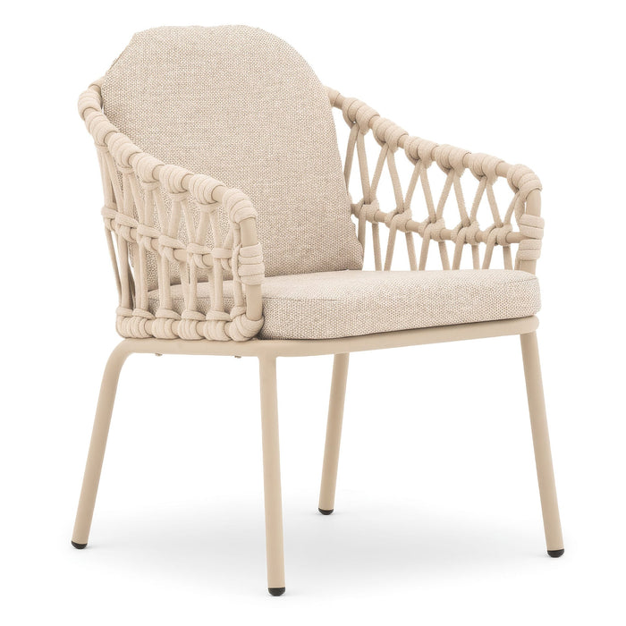 Antigua 6 Seat Round Dining Set with Sicily Open Rope Weave Dining Chairs - Latte