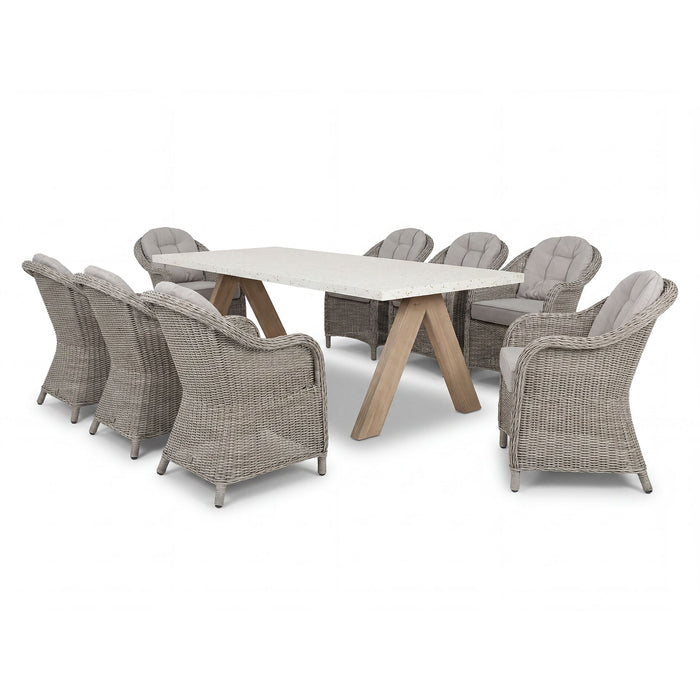 Antigua 8 Seat Rectangular Dining Set with Oxford Heritage Rattan Dining Chairs