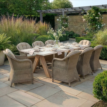 Antigua 8 Seat Rectangular Dining Set with Winchester Heritage Rattan Dining Chairs