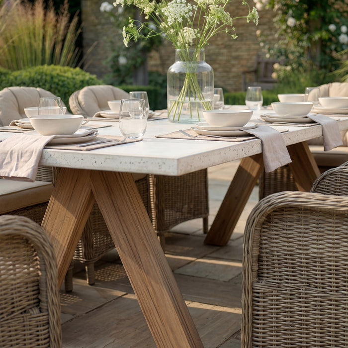 Antigua 8 Seat Rectangular Dining Set with Winchester Heritage Rattan Dining Chairs