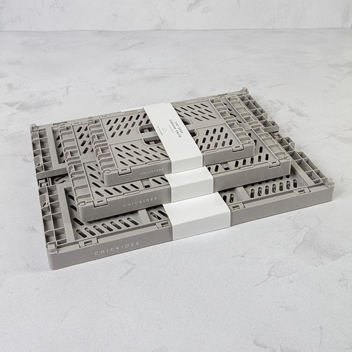 Grey Tiny Folding Storage Crate