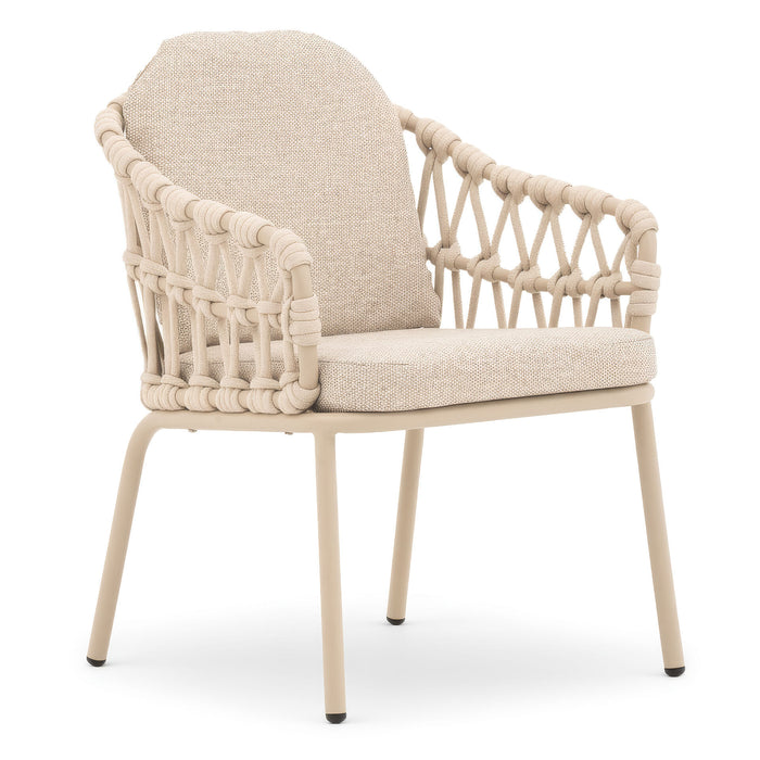 Antigua 8 Seat Rectangular Dining Set with Sicily Open Rope Weave Dining Chairs - Latte