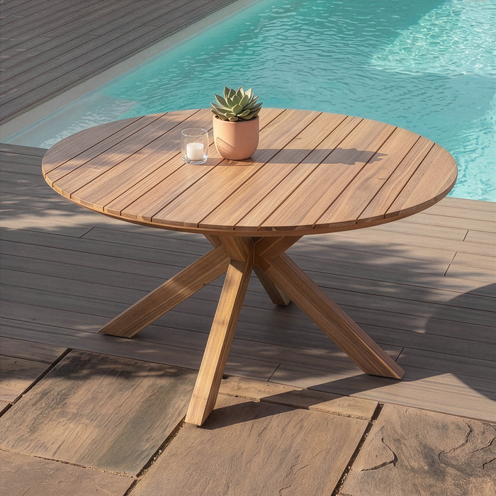 Porto Acacia Wood 4-6 Seat Round Dining Table