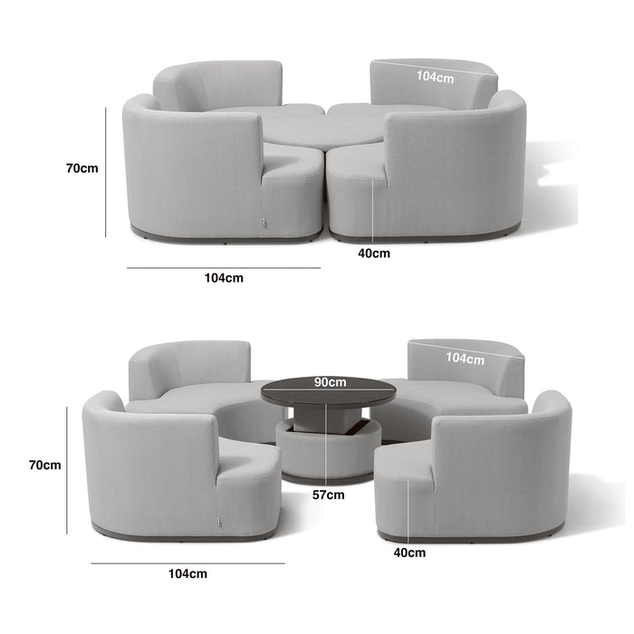 Outdoor Fabric Snug Lifestyle Suite with Rising Table - Latte