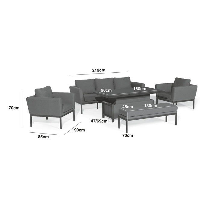 Outdoor Fabric Pulse 3 Seat Sofa Set with Rising Table