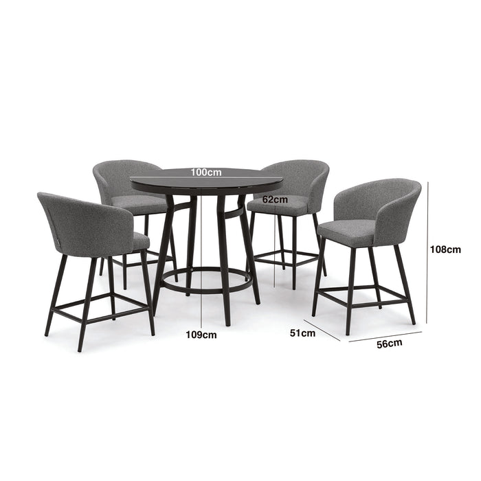 Outdoor Fabric Zen 4 Seat Round Bar Set