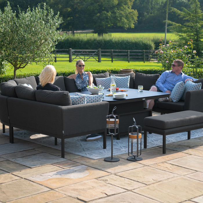 Outdoor Fabric Pulse U Shape Corner Dining Set with Rising Table - Charcoal