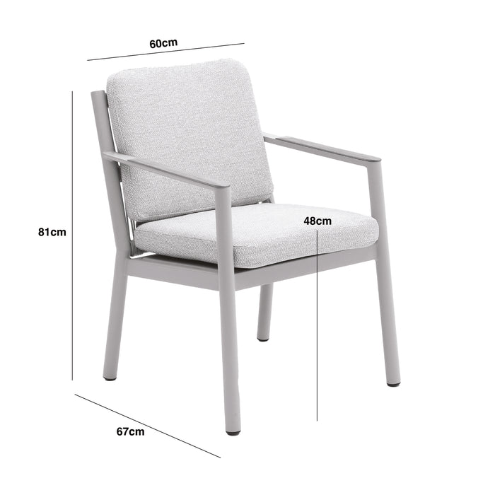 Pair of Sicily Rope Weave Garden Dining Chairs with Teak Arms - Latte
