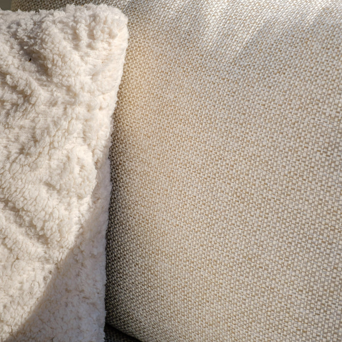 Sicily Rope Weave Garden Sofa Set with Round Marble Effect Coffee Table & 2x 2 Seat Sofas - Latte