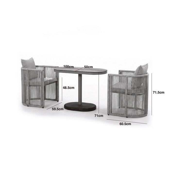 Monaco Rope Weave 2 Seat Garden Balcony Set - Cool Linen