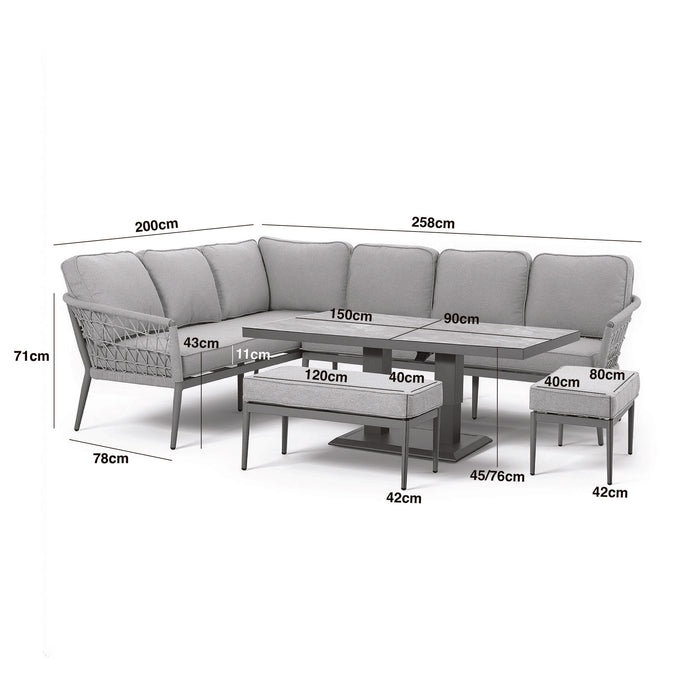 Monaco Rope Weave Large Corner Dining Set