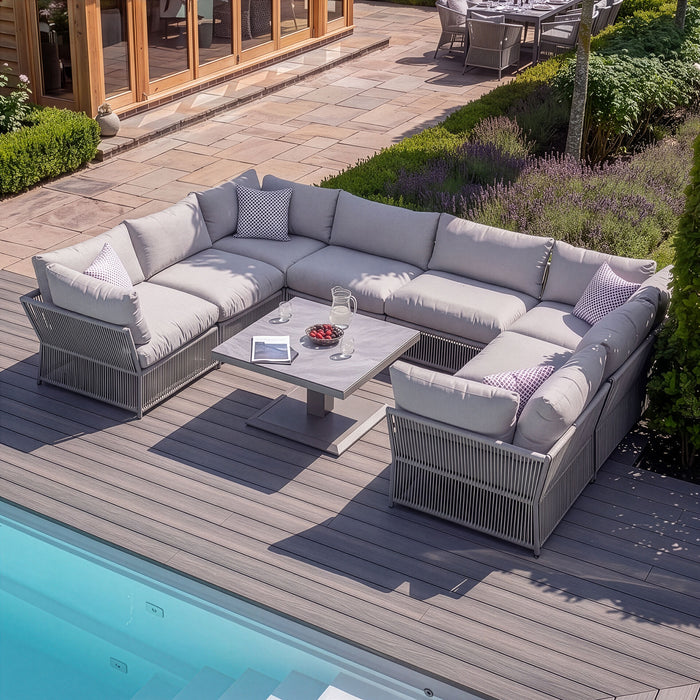 Maldives Rope Weave U Shaped Corner Sofa Set with Square Rising Table