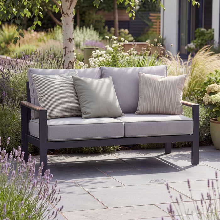 Vancouver 2 Seat Aluminium Sofa - Dove Grey