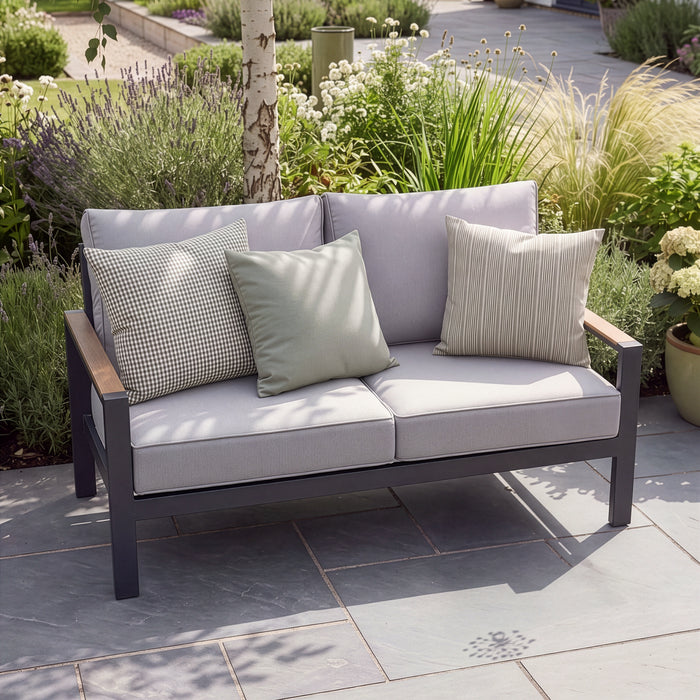 Vancouver 2 Seat Aluminium Sofa - Dove Grey