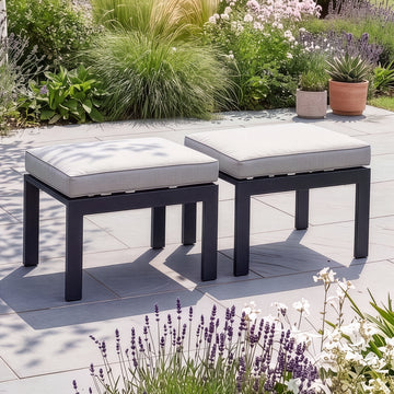 Vancouver Pair of Aluminium Footstools - Dove Grey