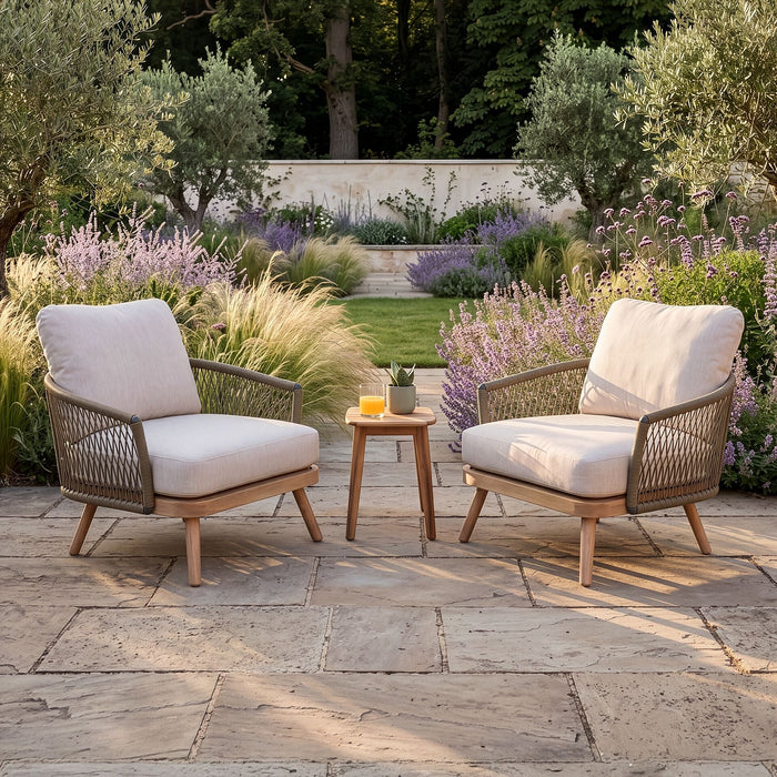 Bali Rope Weave Lounge Set with Square Side Table
