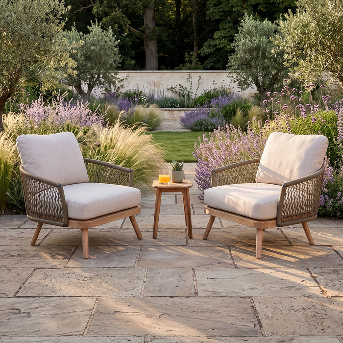 Bali Rope Weave Lounge Set with Square Side Table